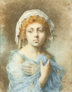 Portrait Of A Young Lady by Alexei Harlamoff Oil Painting