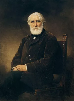 Portrait of Writer Ivan Turgenev by Alexei Harlamoff Oil Painting