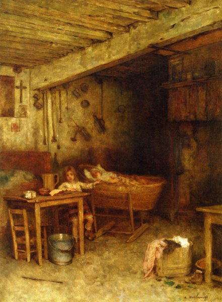 Sisterly Love by Alexei Harlamoff - Hand-Painted Oil Painting Reproduction