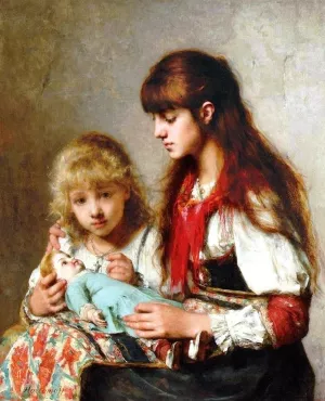 Sisters by Alexei Harlamoff Oil Painting