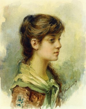 The Artist's Daughter by Alexei Harlamoff Oil Painting