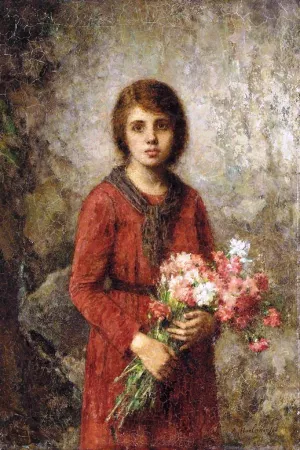 The Artist's Daughter by Alexei Harlamoff Oil Painting