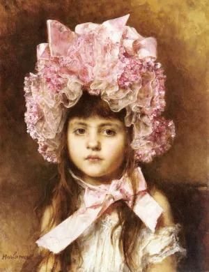 The Pink Bonnet painting by Alexei Harlamoff