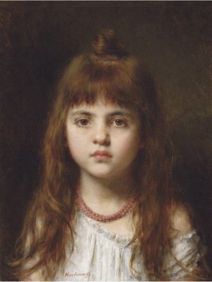 The Red Necklace by Alexei Harlamoff Oil Painting