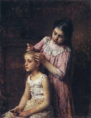 Two Sisters by Alexei Harlamoff - Oil Painting Reproduction