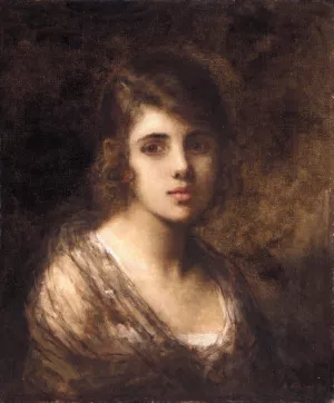Young Brunette by Alexei Harlamoff Oil Painting