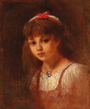 Young Girl with Rock Crystal Jewellery by Alexei Harlamoff Oil Painting