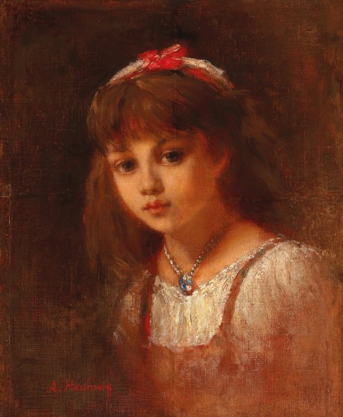 Young Girl with Rock Crystal Jewellery by Alexei Harlamoff - Hand-Painted Oil Painting Reproduction