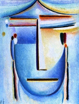 Abstract Head Oil painting by Alexei Jawlensky