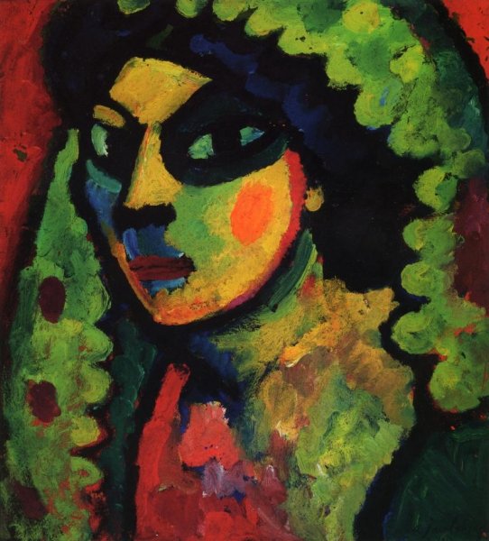 Sicilain Woman with Green Shawl by Alexei Jawlensky - Hand-Painted Oil Painting Reproduction