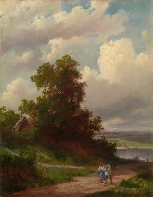 Road by the Volga River by Alexei Kondratievich Savrasov Oil Painting