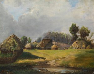 Village by the forest by Alexei Kondratievich Savrasov Oil Painting