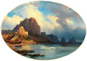 A Scene in Capri by Alexei Petrovich Bogoliubov Oil Painting