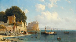 Coastline Near Sorrento by Alexei Petrovich Bogoliubov Oil Painting