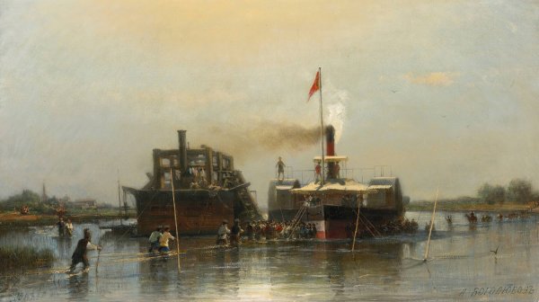 Steamship On The Don by Alexei Petrovich Bogoliubov - Hand-Painted Oil Painting Reproduction