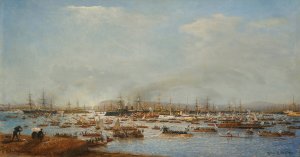 The Entrance Of The Russian Fleet Into Toulon Harbour by Alexei Petrovich Bogoliubov Oil Painting