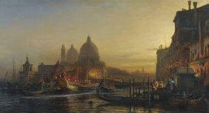 The Eve Of The Celebration, Santa Maria Della Salute, Venice by Alexei Petrovich Bogoliubov Oil Painting