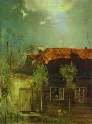 A Provincial Cottage. Spring by Alexei Savrasov Oil Painting