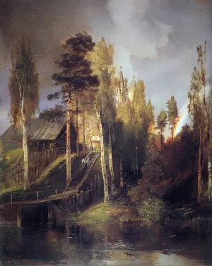 Monastery Gates by Alexei Savrasov - Oil Painting Reproduction