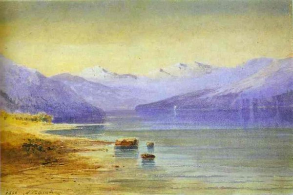 Mountain Lake, Switzerland by Alexei Savrasov - Hand-Painted Oil Painting Reproduction
