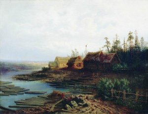 Rafts by Alexei Savrasov Oil Painting