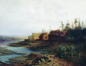 Rafts by Alexei Savrasov Oil Painting