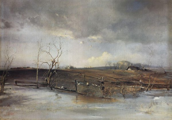 Spring. Kitchen Gardens by Alexei Savrasov - Hand-Painted Oil Painting Reproduction