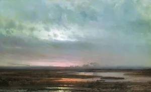 Sunset above Marsh by Alexei Savrasov - Oil Painting Reproduction