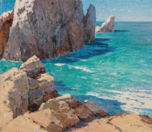 A Summer Day on a Rocky Coast by Alexei Vasilievich Hanzen Oil Painting