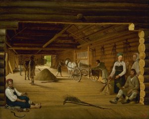 Threshing Barn by Alexei Venetsianov Oil Painting