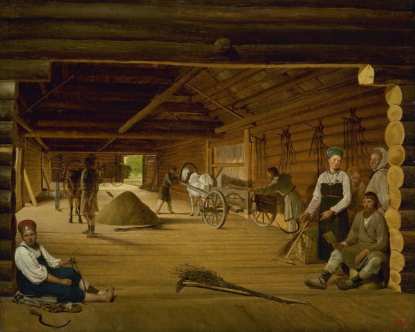 Main Product Photo of Threshing Barn Painting by Alexei Venetsianov