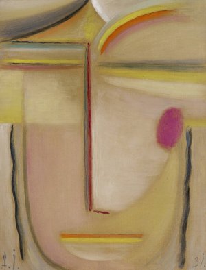 Abstract Head, Gold and Pink by Alexej Von Jawlensky Oil Painting