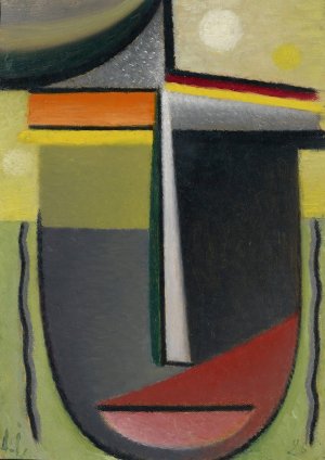 Abstract Head, Inner Vision Green-Gold by Alexej Von Jawlensky Oil Painting
