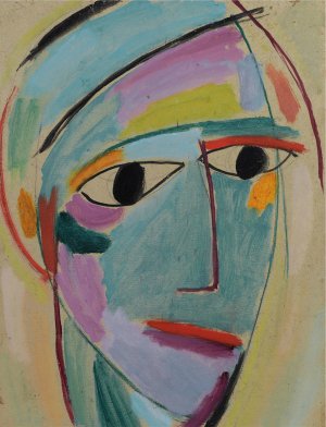 Mystical Head, Three-quarter profile by Alexej Von Jawlensky Oil Painting
