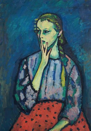 Portrait of a Girl by Alexej Von Jawlensky Oil Painting