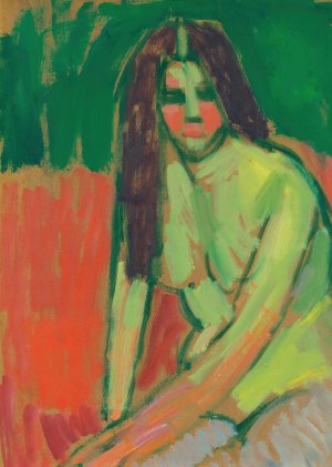 Sitzender Halbakt Geneigt Mit Langen Haaren by Alexej Von Jawlensky Oil Painting