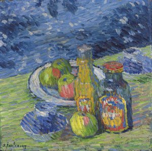 Still Life with Bottles and Fruit by Alexej Von Jawlensky Oil Painting