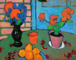 Still-Life With Flowers And Oranges by Alexej Von Jawlensky Oil Painting