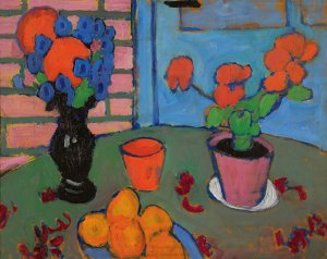 Stillleben Mit Blumen Und Orangen by Alexej Von Jawlensky Oil Painting