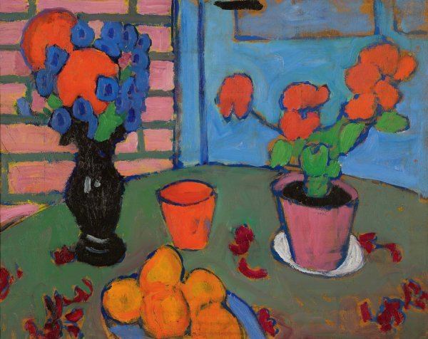Stillleben Mit Blumen Und Orangen  by Alexej Von Jawlensky - Hand-Painted Oil Painting Reproduction