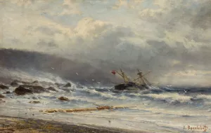 Rough sea by Alexey Petrovich Bogolyubov Oil Painting