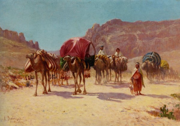Main Product Photo of An Algerian Caravan Painting by Alexis Auguste Delahogue