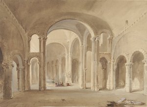 Interieur van S. Hilaire te Poitiers, met knielende figuren aan de Confessio by Alexis Nicolas Noel Oil Painting