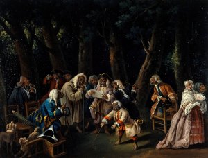 Le Conseil des singes ou Les politiques au jardin des Tuileries by Alexis Peyrotte Oil Painting