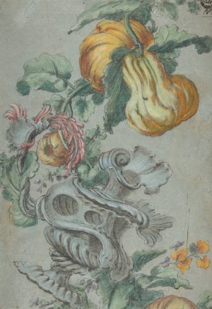 Ornamental Design with Fruit and Flowers by Alexis Peyrotte Oil Painting