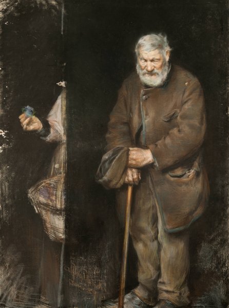 Main Product Photo of The Old Beggar  Painting by Alf Wallander