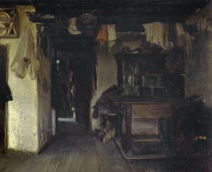 Interior of a Farmhouse by Alfons Spring Oil Painting