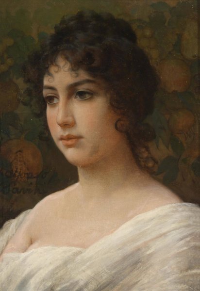 Madchenportrait  by Alfonso Savini - Hand-Painted Oil Painting Reproduction