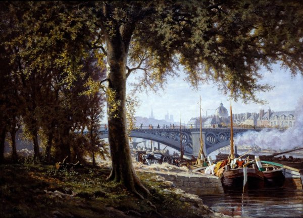 Le Pont des Saints-Peres  by Alfred Alexandre Delauney - Hand-Painted Oil Painting Reproduction