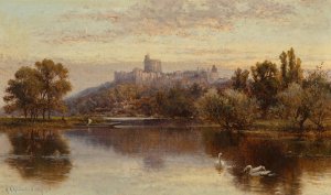 A view of Windsor Castle by Alfred Augustus Glendening Oil Painting